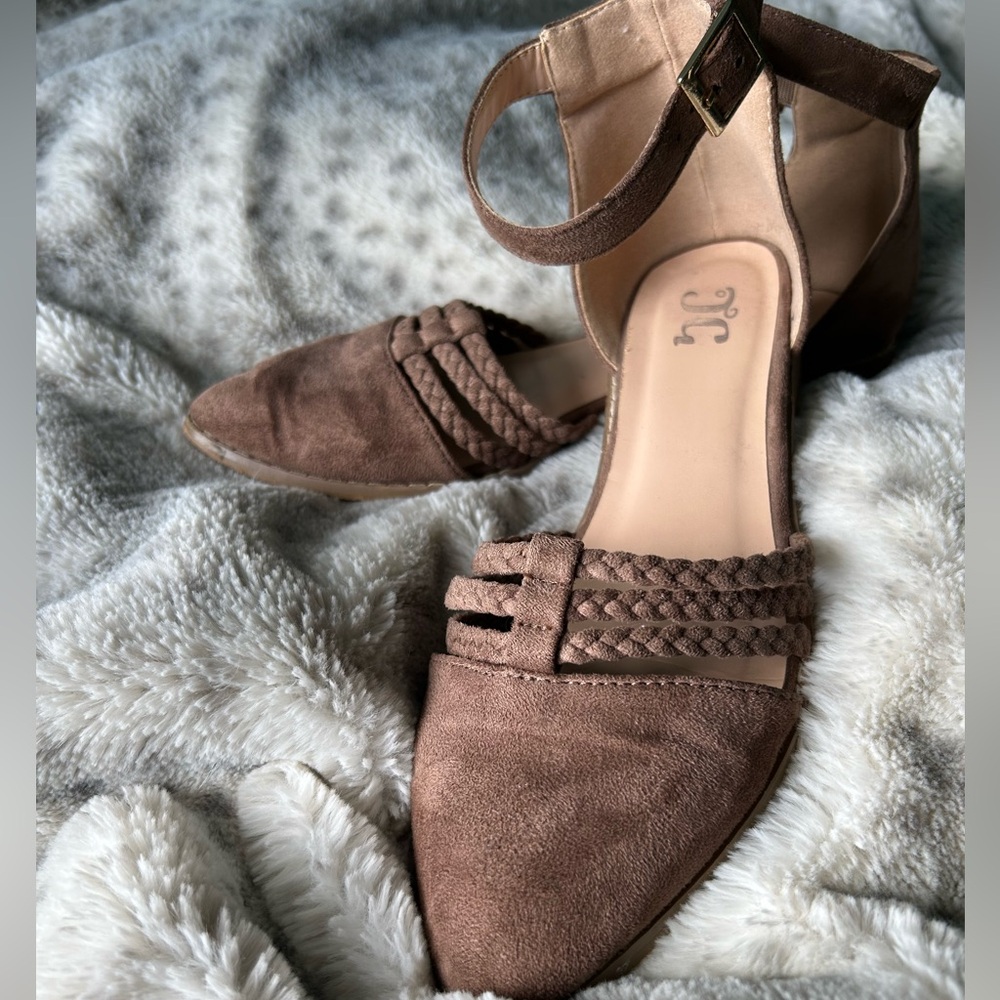 DSW Ankle Strap Suede Pointed Flats